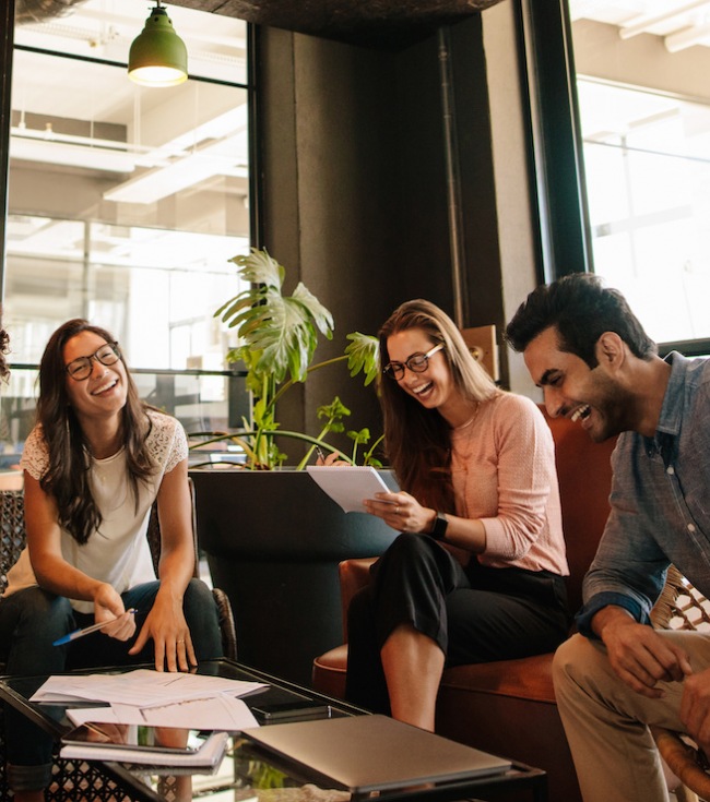 Group of friends hanging out laughing