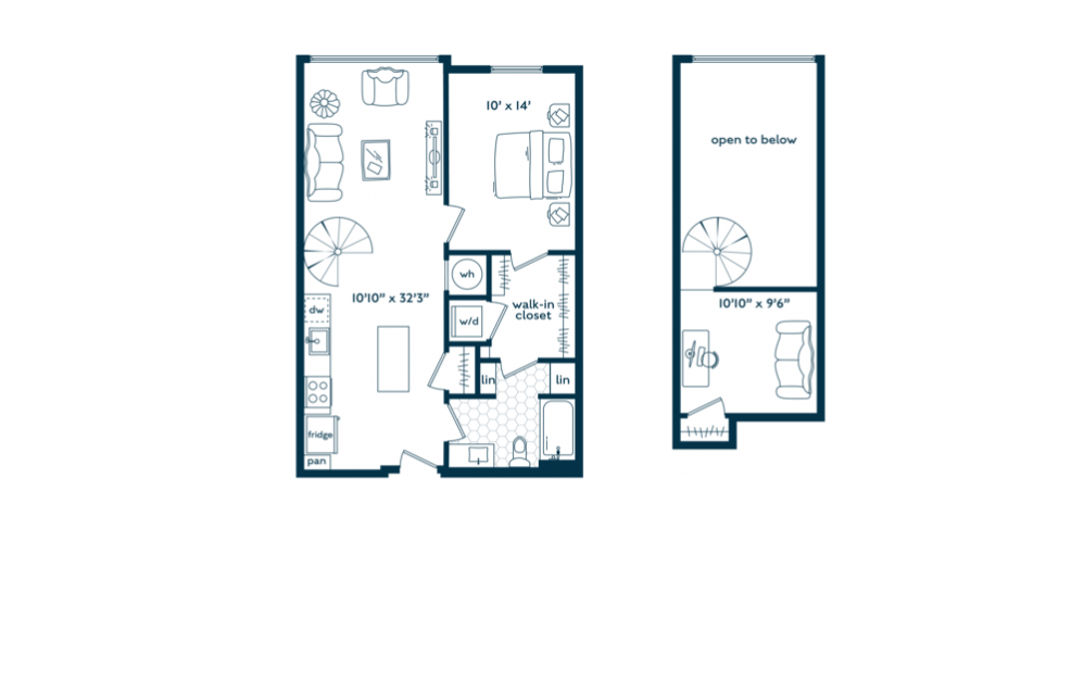 A1-M - 1 bedroom floorplan layout with 1 bath and 722 square feet. (Preview)
